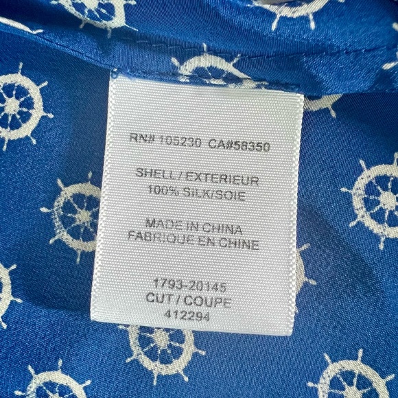 Joie Women’s Royal Blue Nautical Print XS Silk Tank Sleeveless Shell Racerback - Picture 6 of 9